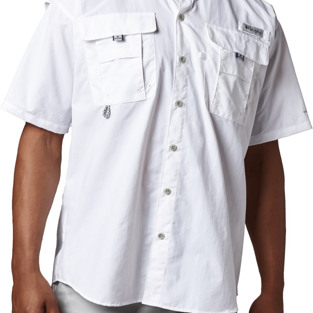 Columbia White Casual Button Down Shirt Short Sleeve